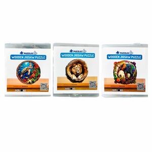 CRAFTHUB Set of 3 Wooden Puzzles, Size A5/Small